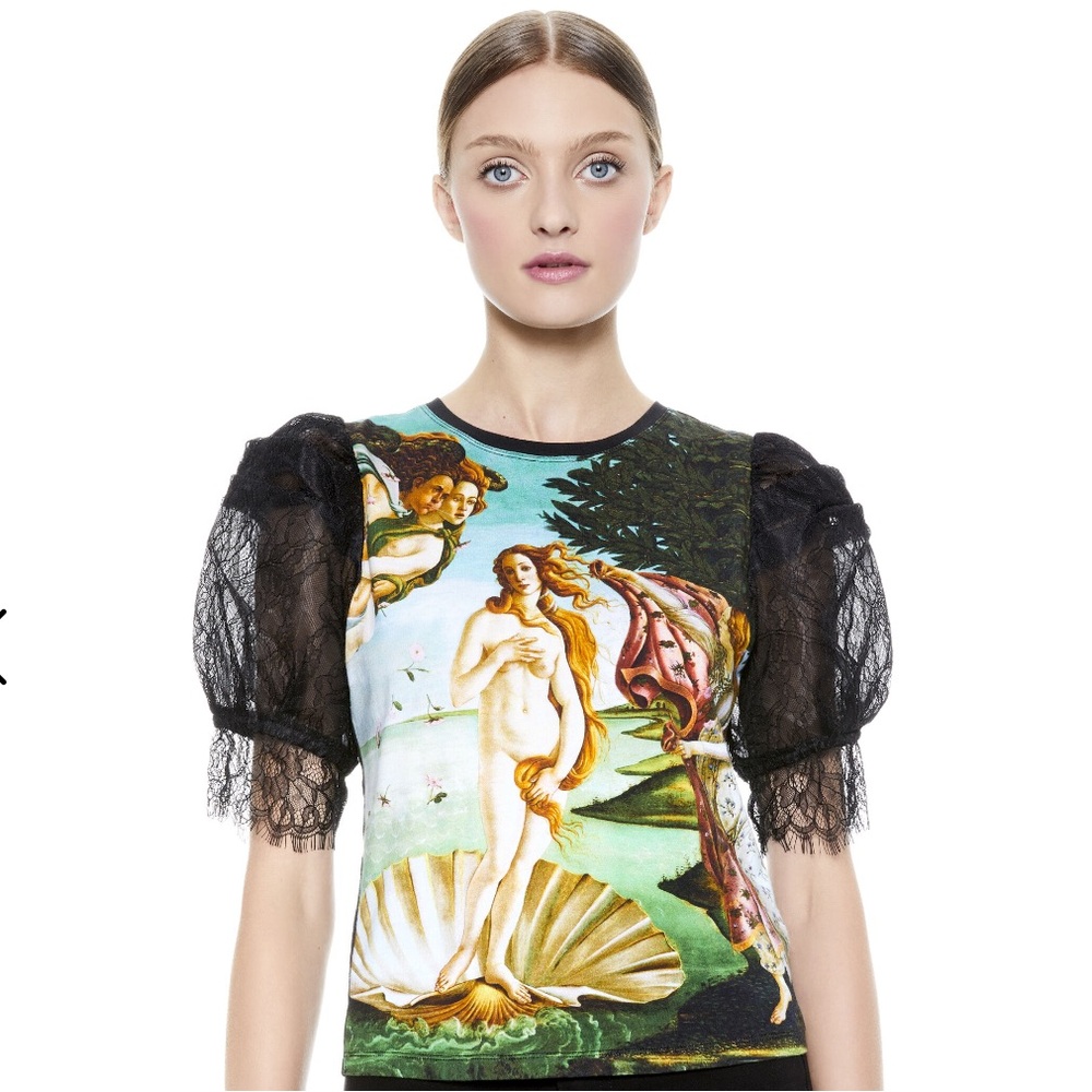 Alice and Olivia birth of Venus Posey lace puff sleeve top XS - Picture 6 of 6